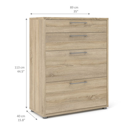 Dris Natural Oak Wood Effect Office Storage 4 Drawers