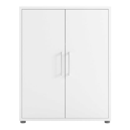 Dris White Wooden Bookcase 2 Shelves 2 Doors