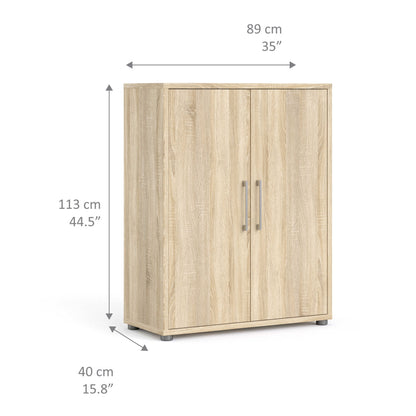 Prima Natural Oak Wood Effect Bookcase 2 Shelves 2 Doors