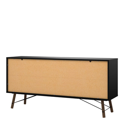 Juno Black and Walnut Wood Sideboard 2 Doors 2 Drawers