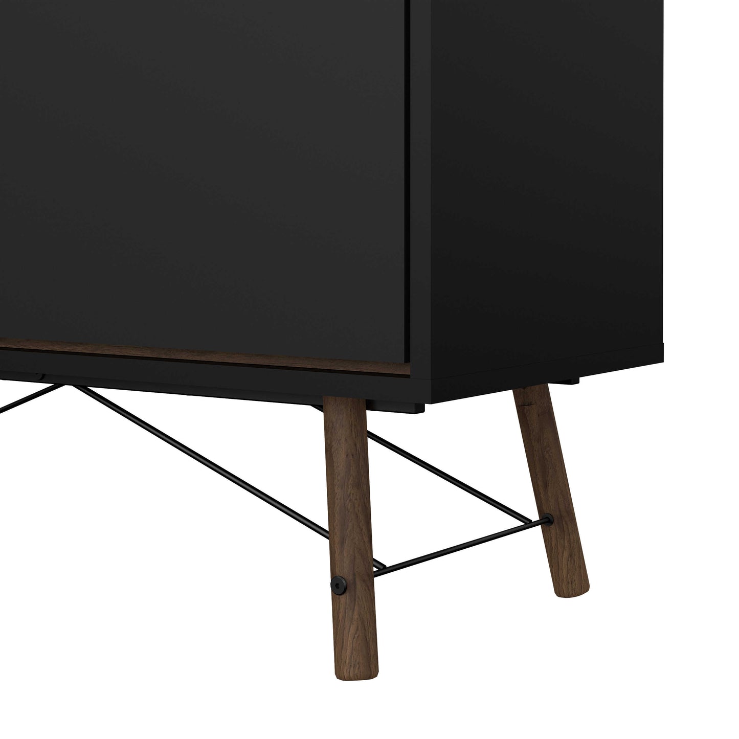 Juno Black and Walnut Wood China Cabinet 2 Doors 1 Drawer