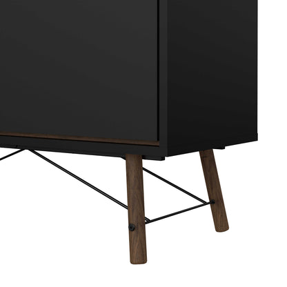 Juno Black and Walnut Wood China Cabinet 2 Doors 1 Drawer