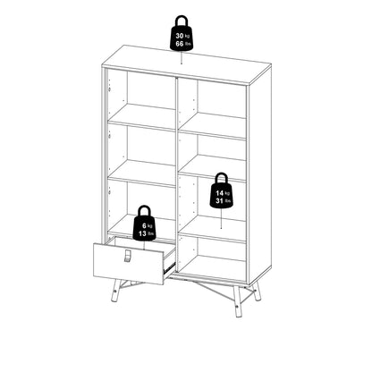 Juno Black and Walnut Wood China Cabinet 2 Doors 1 Drawer