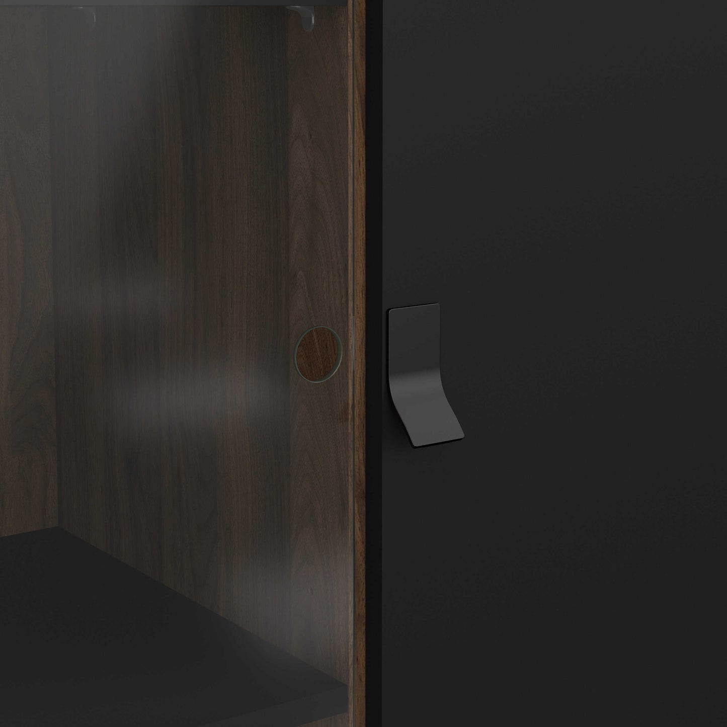 Juno Black and Walnut Wood China Cabinet 2 Doors 1 Drawer