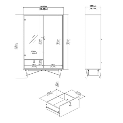 Juno White China Cabinet 2 Doors 1 Drawer 3 Drawers