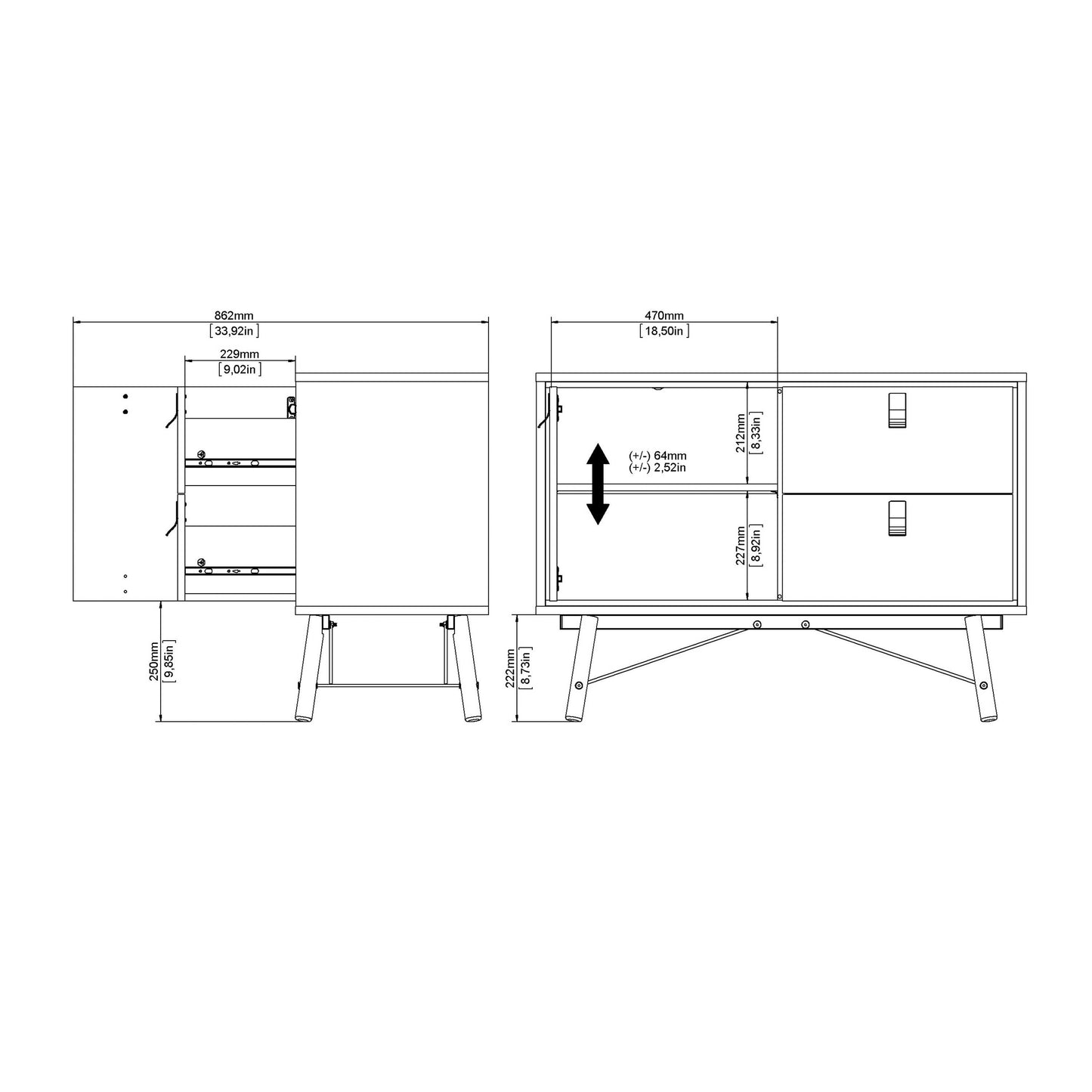 Juno White Sideboard 1 Door 2 Drawers
