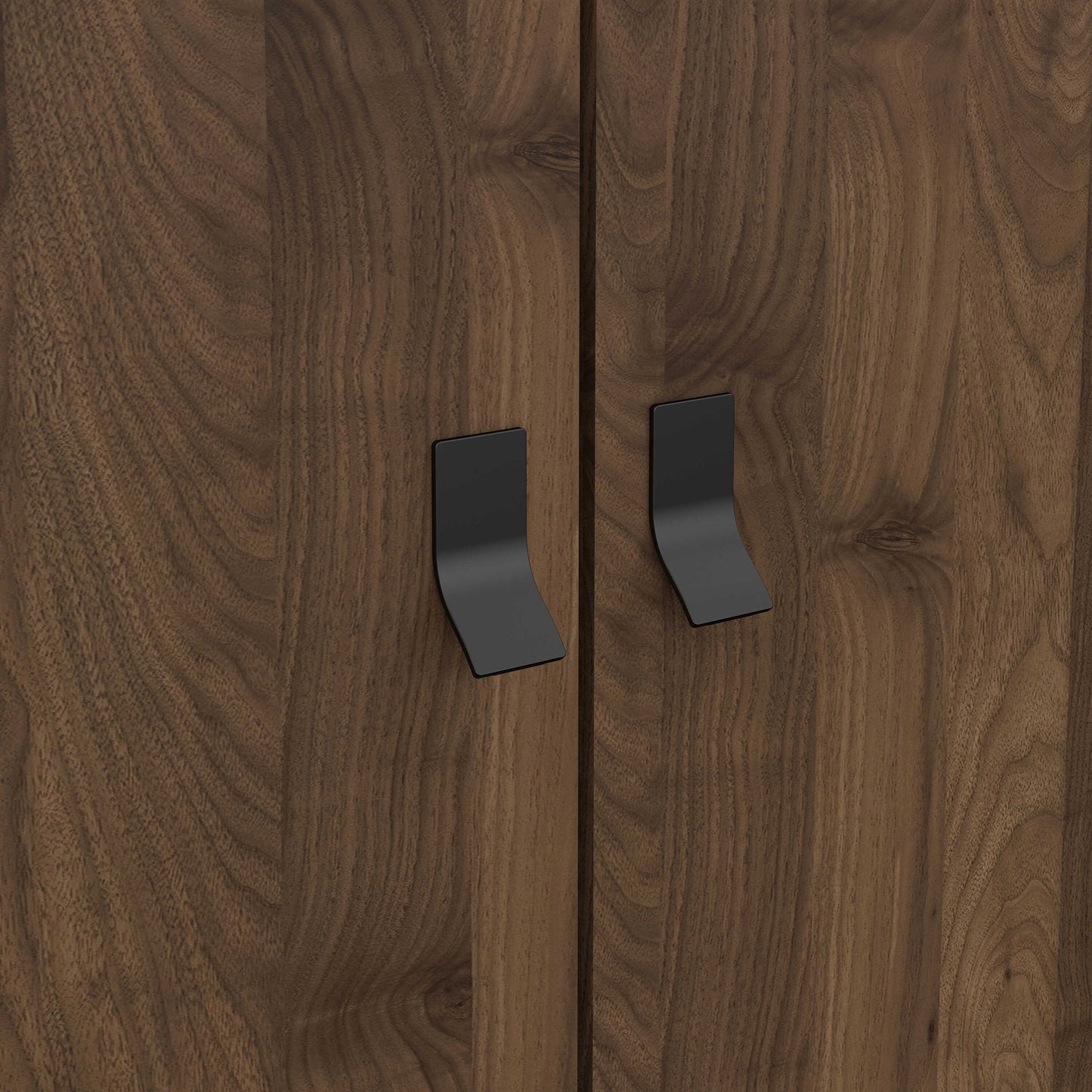 Juno Black and Walnut Wood Wardrobe 3 Doors 3 Drawers