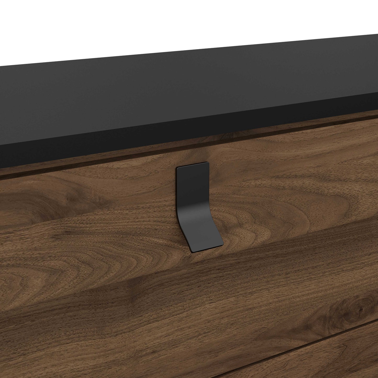 Juno Black and Walnut Wood Wide Double Chest of 6 Drawers