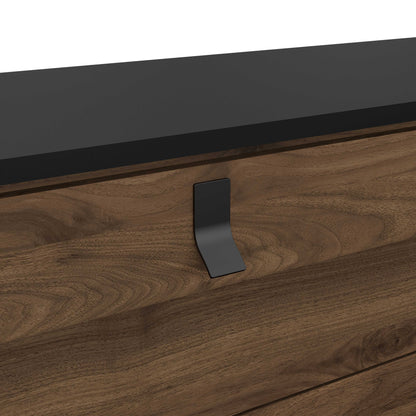 Juno Black and Walnut Wood Wide Double Chest of 6 Drawers