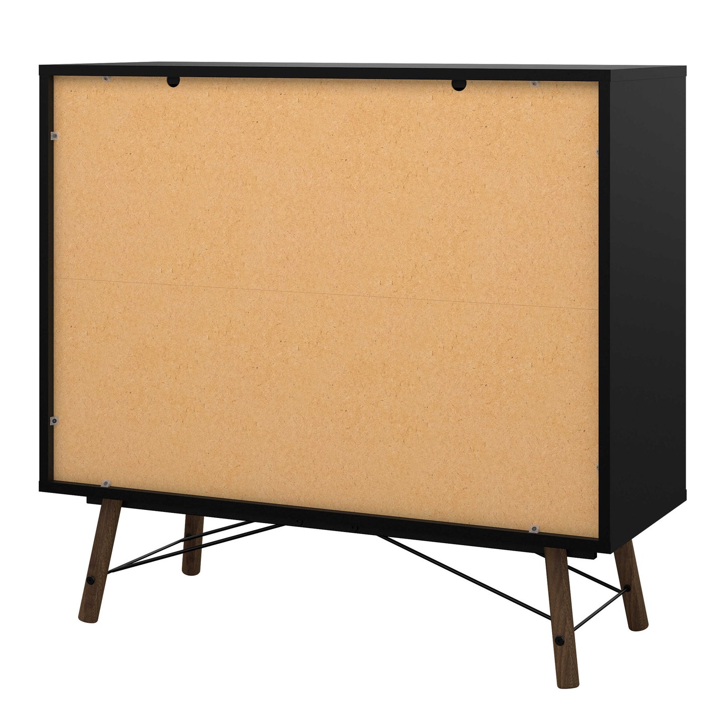 Juno Black and Walnut Wood Double Chest of Drawers 6 Drawers