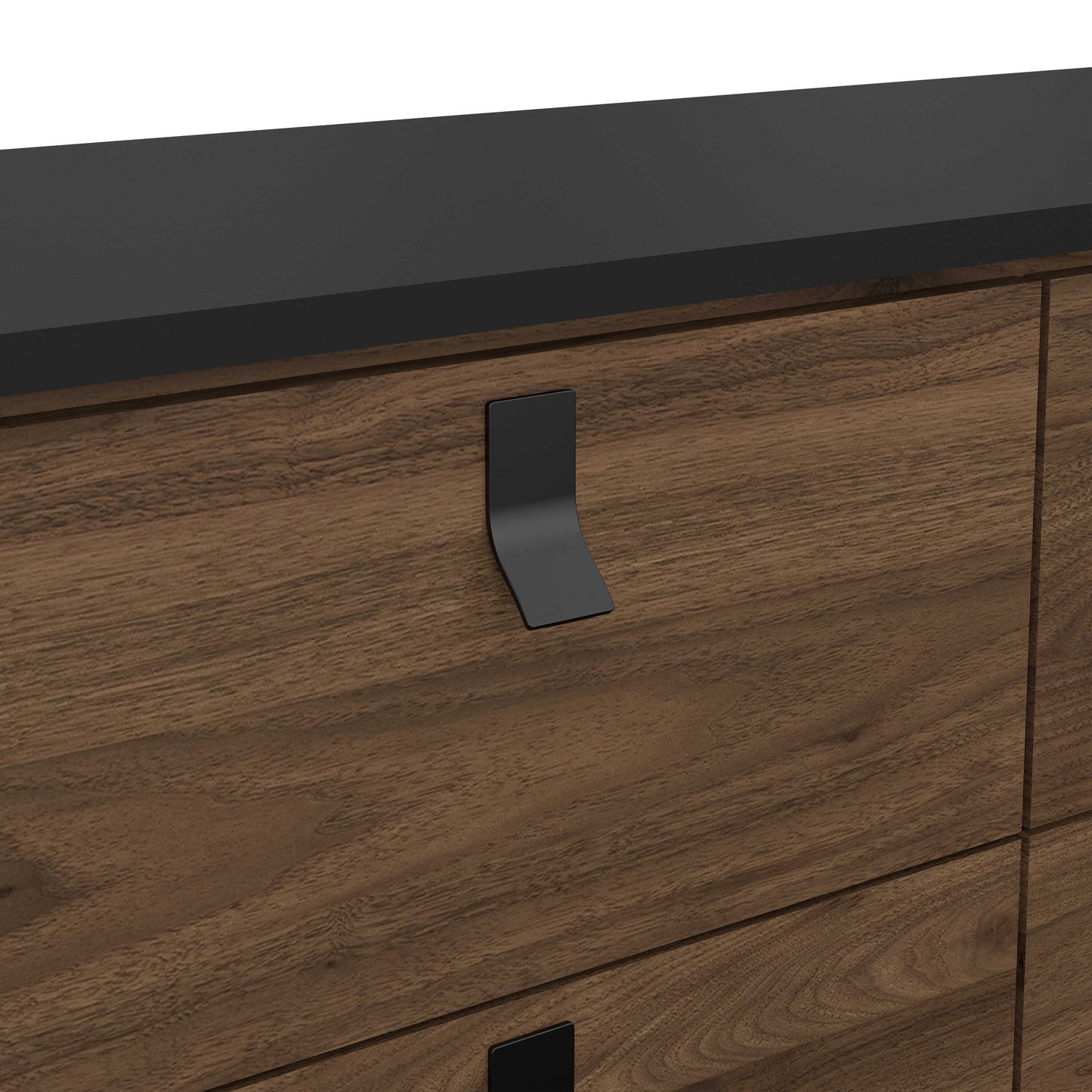 Juno Black and Walnut Wood Double Chest of Drawers 6 Drawers