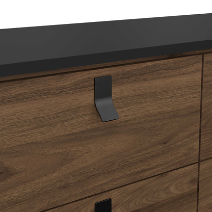 Juno Black and Walnut Wood Double Chest of Drawers 6 Drawers