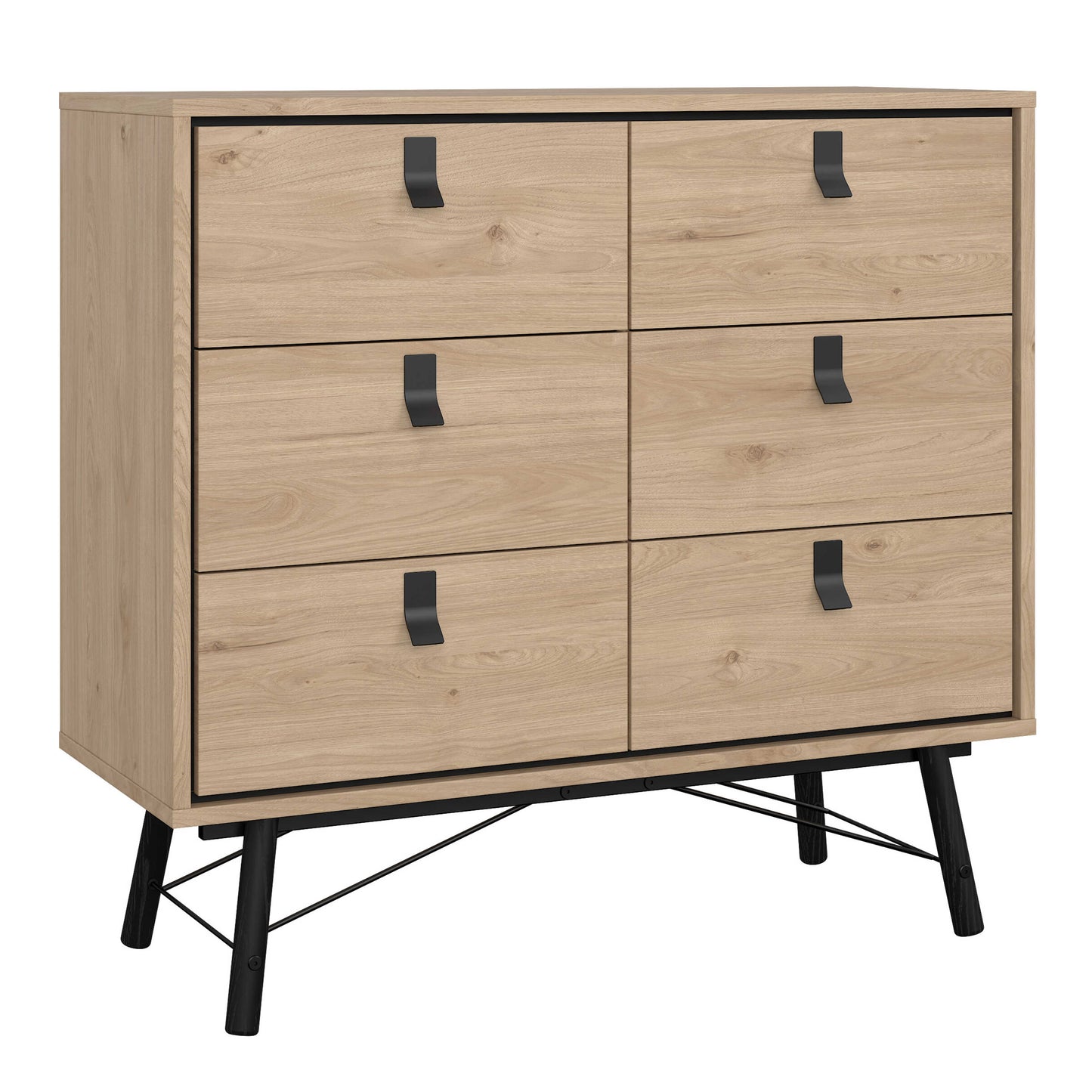 Juno Natural Oak Small Double Storage Chest of 6 Drawers