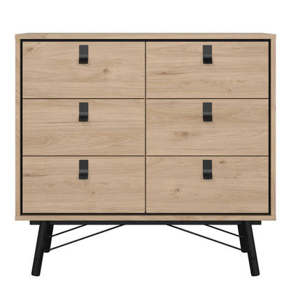 Juno Natural Oak Small Double Storage Chest of 6 Drawers