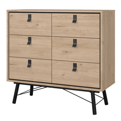 Juno Natural Oak Small Double Storage Chest of 6 Drawers