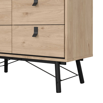 Juno Natural Oak Small Double Storage Chest of 6 Drawers