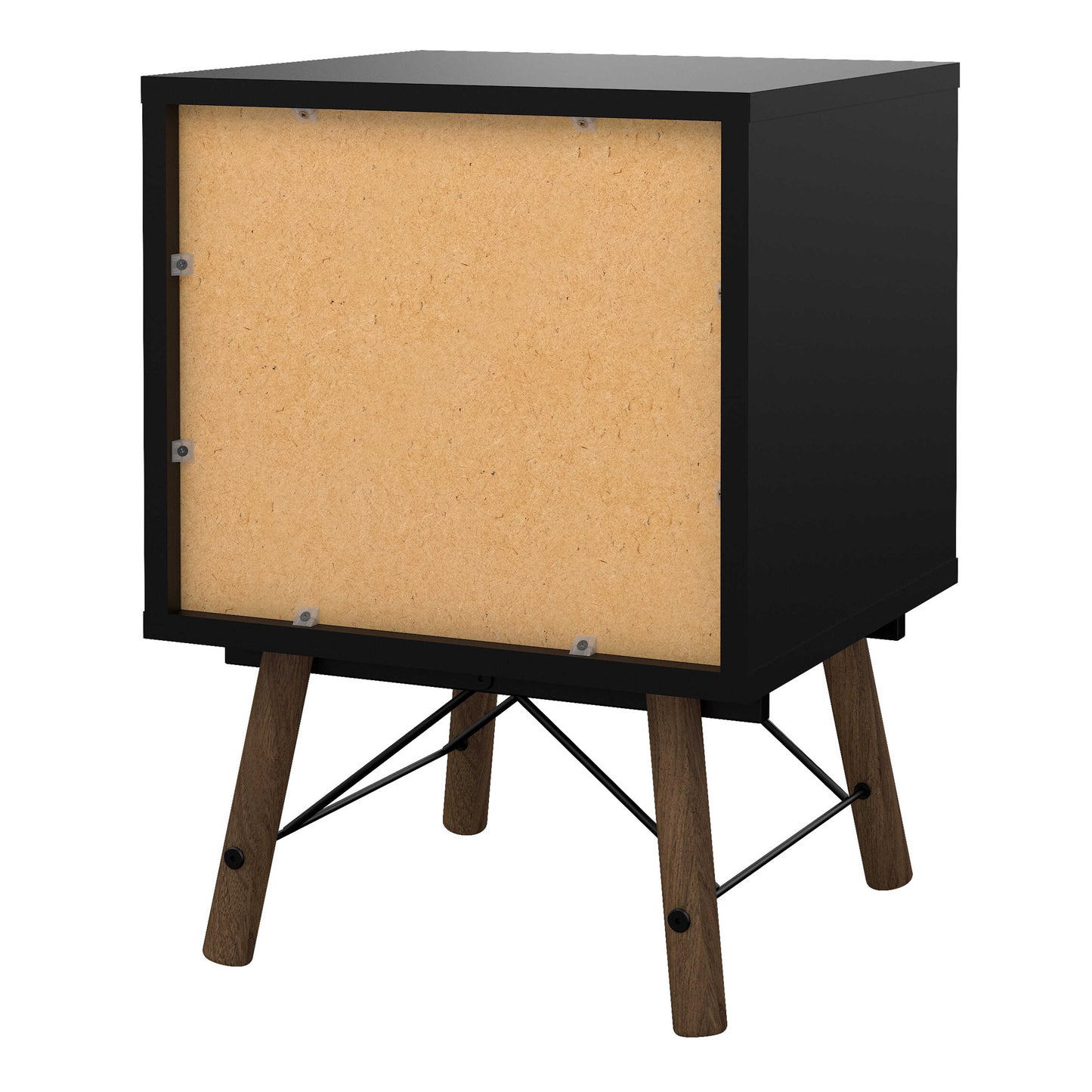 Juno Black and Walnut Wood Bedside Table 2 Drawer