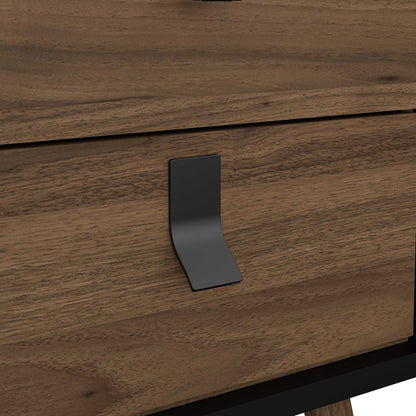 Juno Black and Walnut Wood Bedside Table 2 Drawer