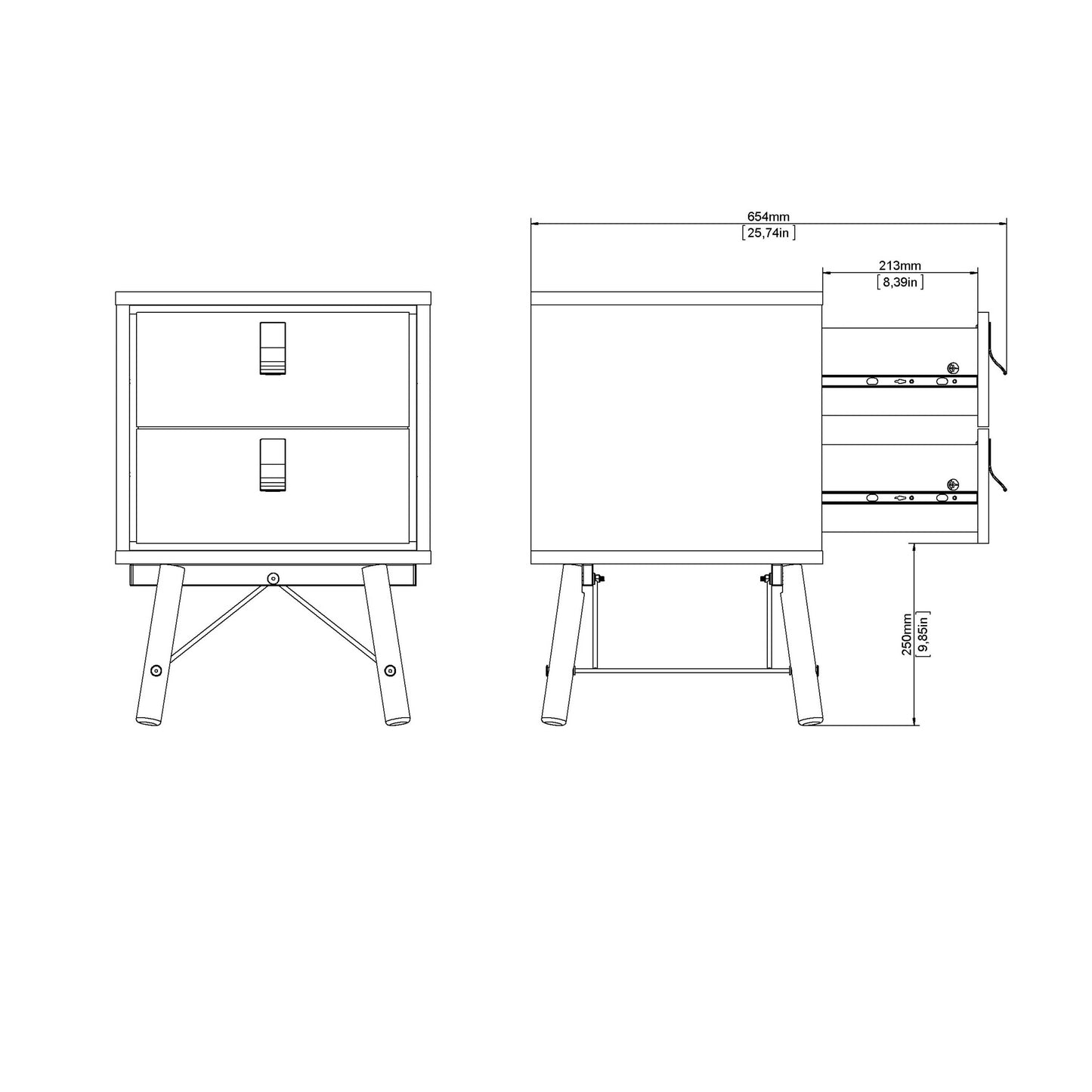 Juno Natural Oak Bedside Table 2 Drawer