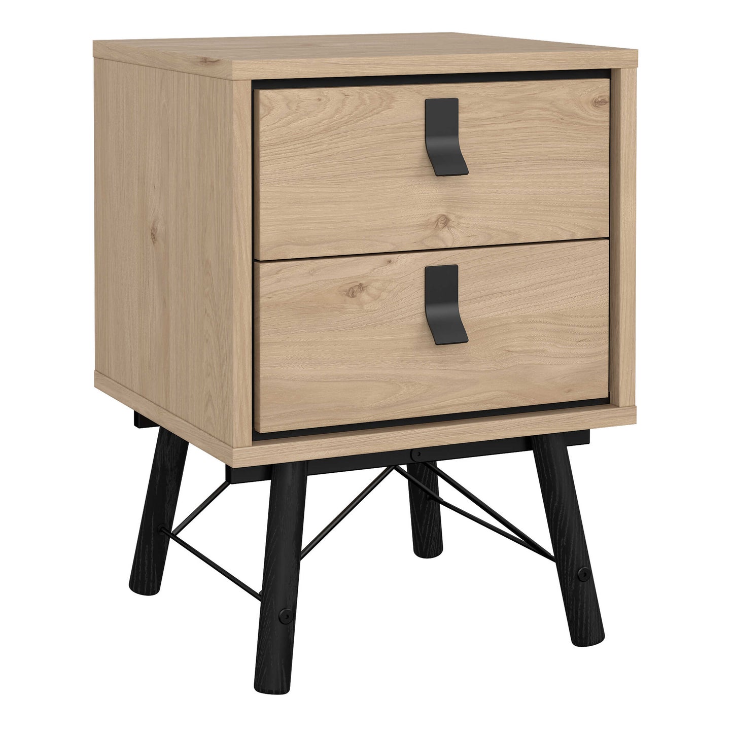 Juno Natural Oak Wood Furniture Set - Wardrobe 3 Doors and 3 Drawers + Chest 6 Drawers + Bedside Table 2 Drawers