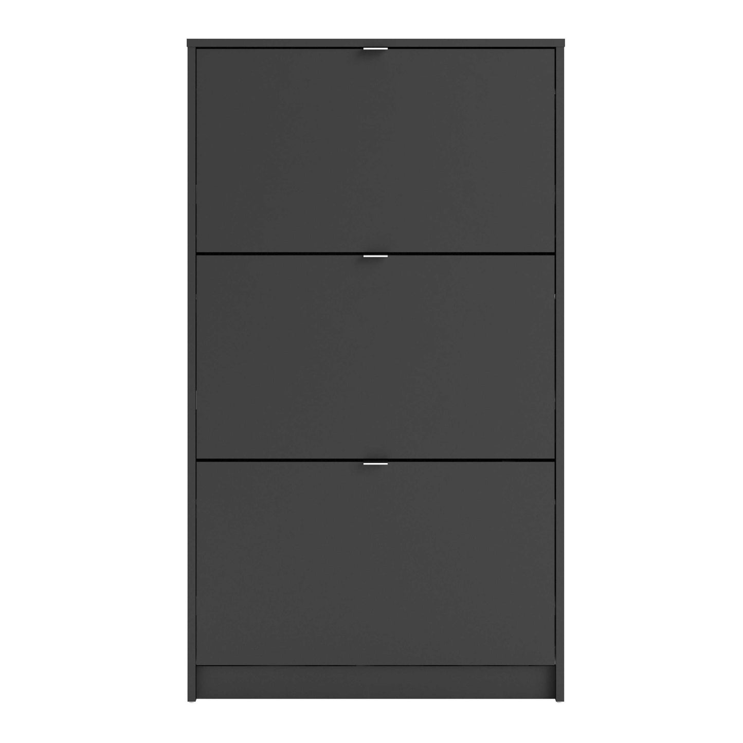 Prague Black Shoe Cabinet 3 Flip Down Doors 6 Shelves