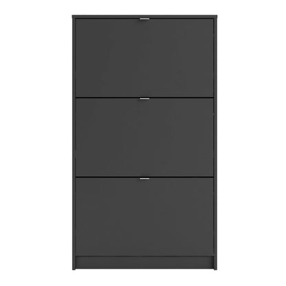 Prague Black Shoe Cabinet 3 Flip Down Doors 6 Shelves