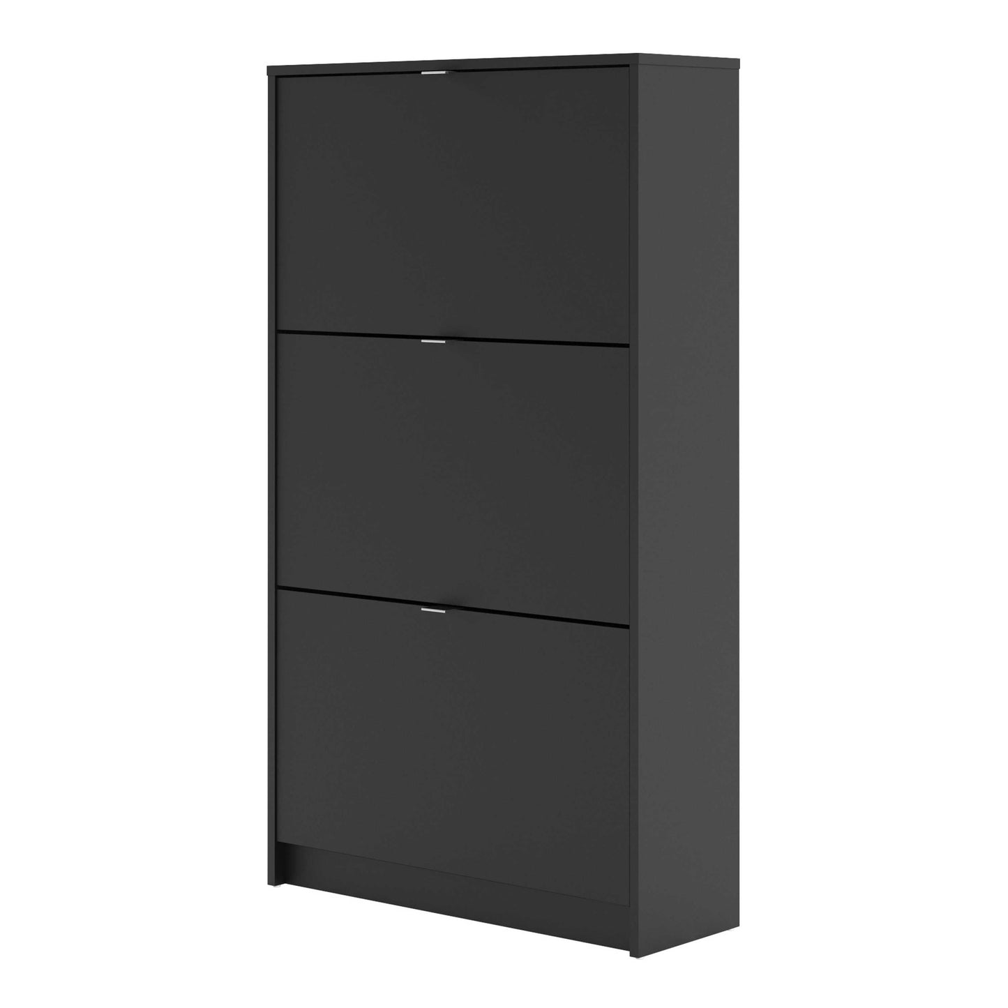 Prague Black Shoe Cabinet 3 Flip Down Doors 6 Shelves