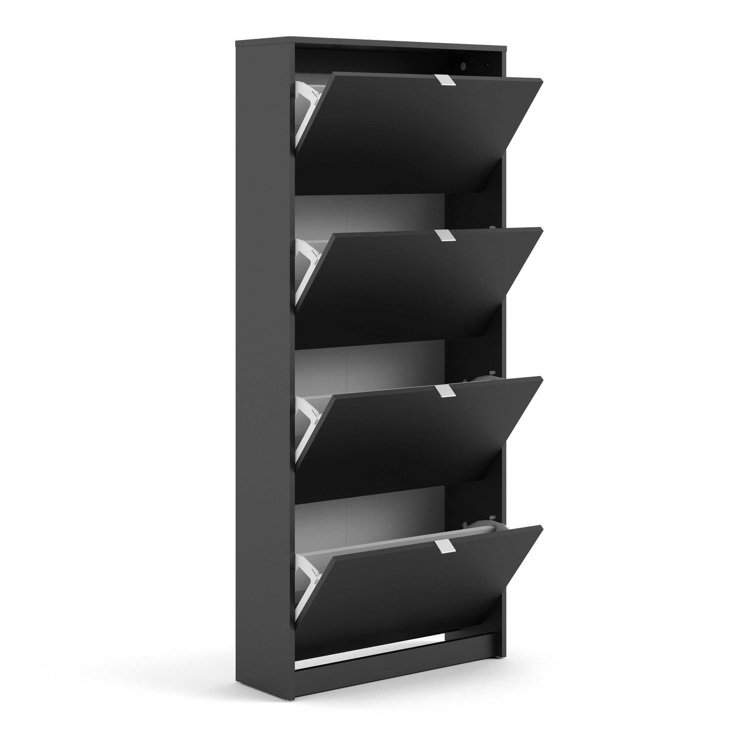 Prague Black Shoe Cabinet 4 Flip Down Doors