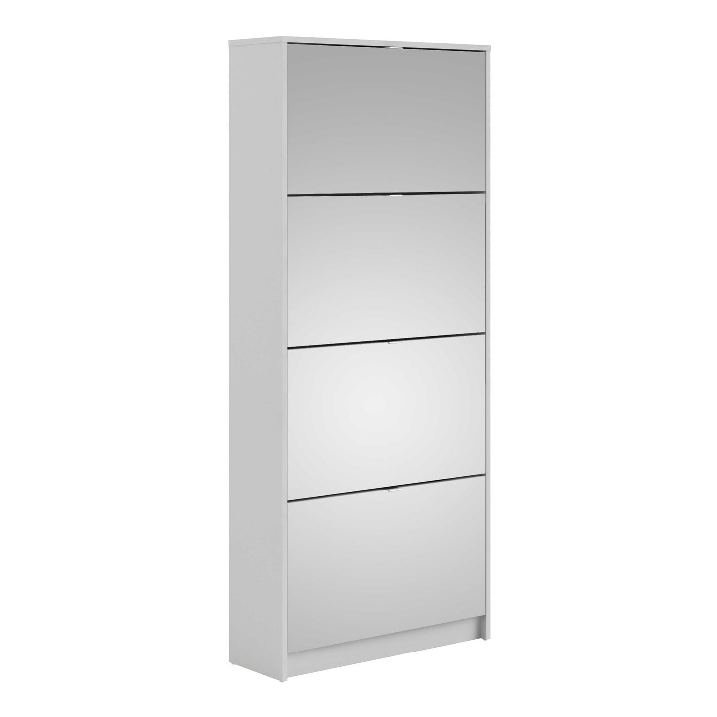 Prague White Shoe Cabinet 4 Flip Down Mirror Doors