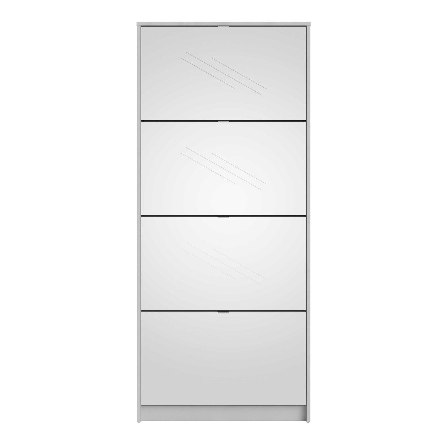 Prague White Shoe Cabinet 4 Flip Down Mirror Doors