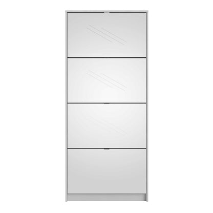 Prague White Shoe Cabinet 4 Flip Down Mirror Doors
