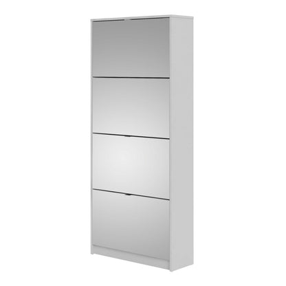 Prague White Shoe Cabinet 4 Flip Down Mirror Doors
