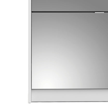 Prague White Shoe Cabinet 4 Flip Down Mirror Doors