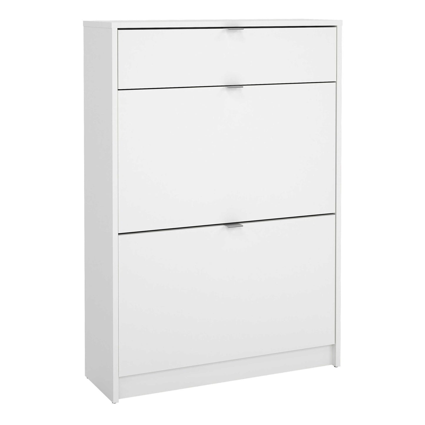 Prague White Shoe Cabinet 2 Flip Down Doors 1 Drawer