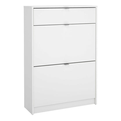 Prague White Shoe Cabinet 2 Flip Down Doors 1 Drawer