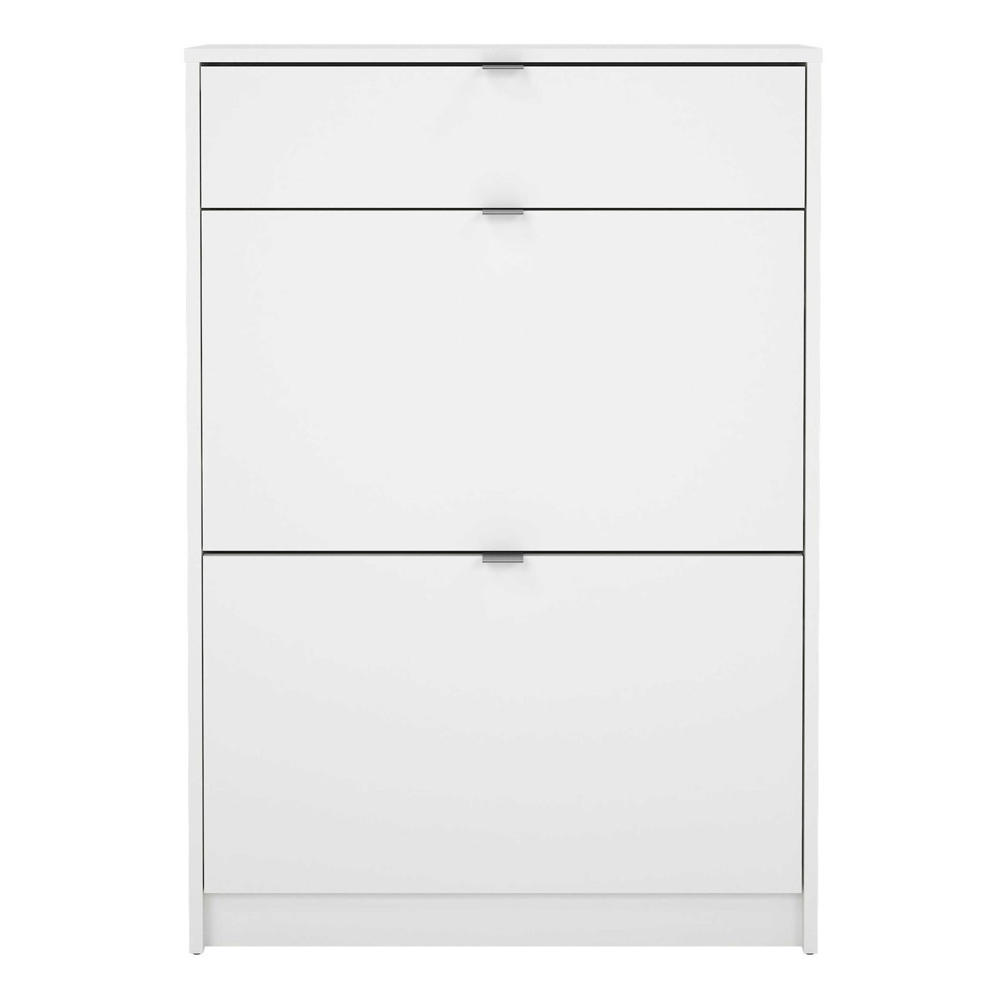 Prague White Shoe Cabinet 2 Flip Down Doors 1 Drawer