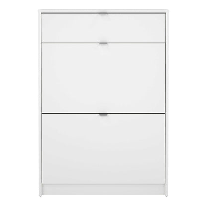 Prague White Shoe Cabinet 2 Flip Down Doors 1 Drawer