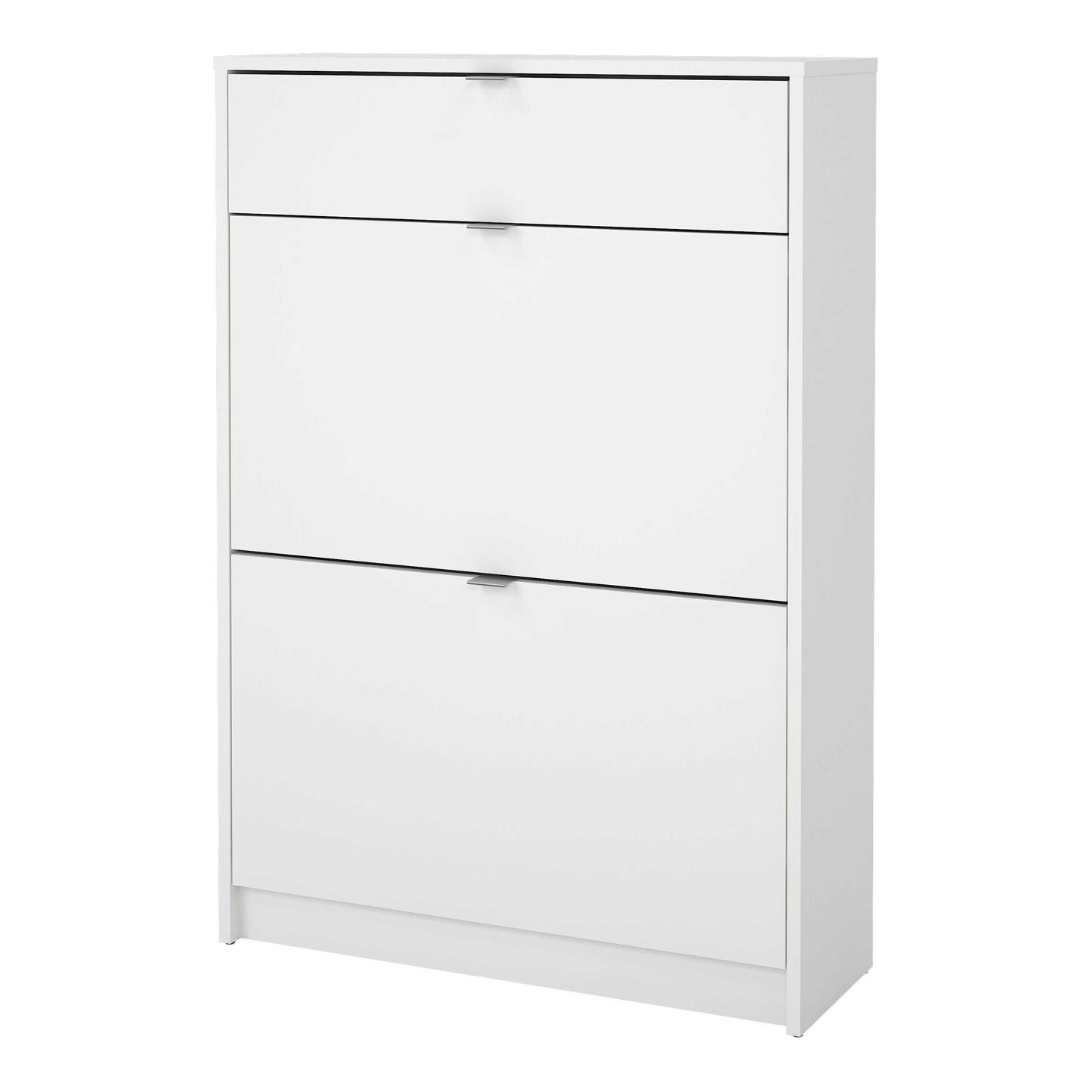 Prague White Shoe Cabinet 2 Flip Down Doors 1 Drawer