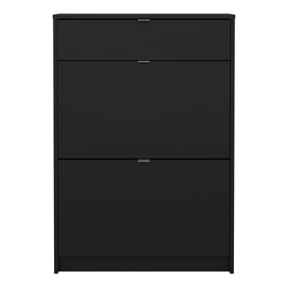 Prague Black Shoe Cabinet 2 Flip Down Doors 1 Drawer