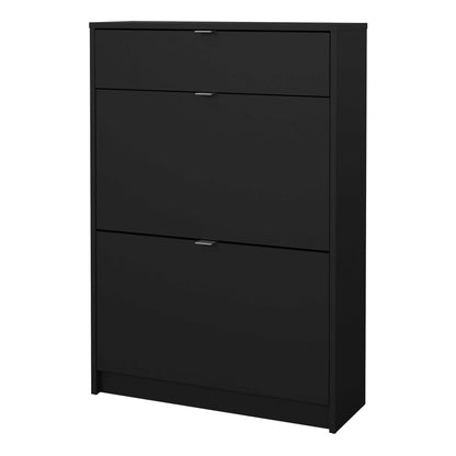 Prague Black Shoe Cabinet 2 Flip Down Doors 1 Drawer