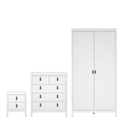 Wildberry 3 Piece Matt White Bedroom Furniture Set Leather Handles