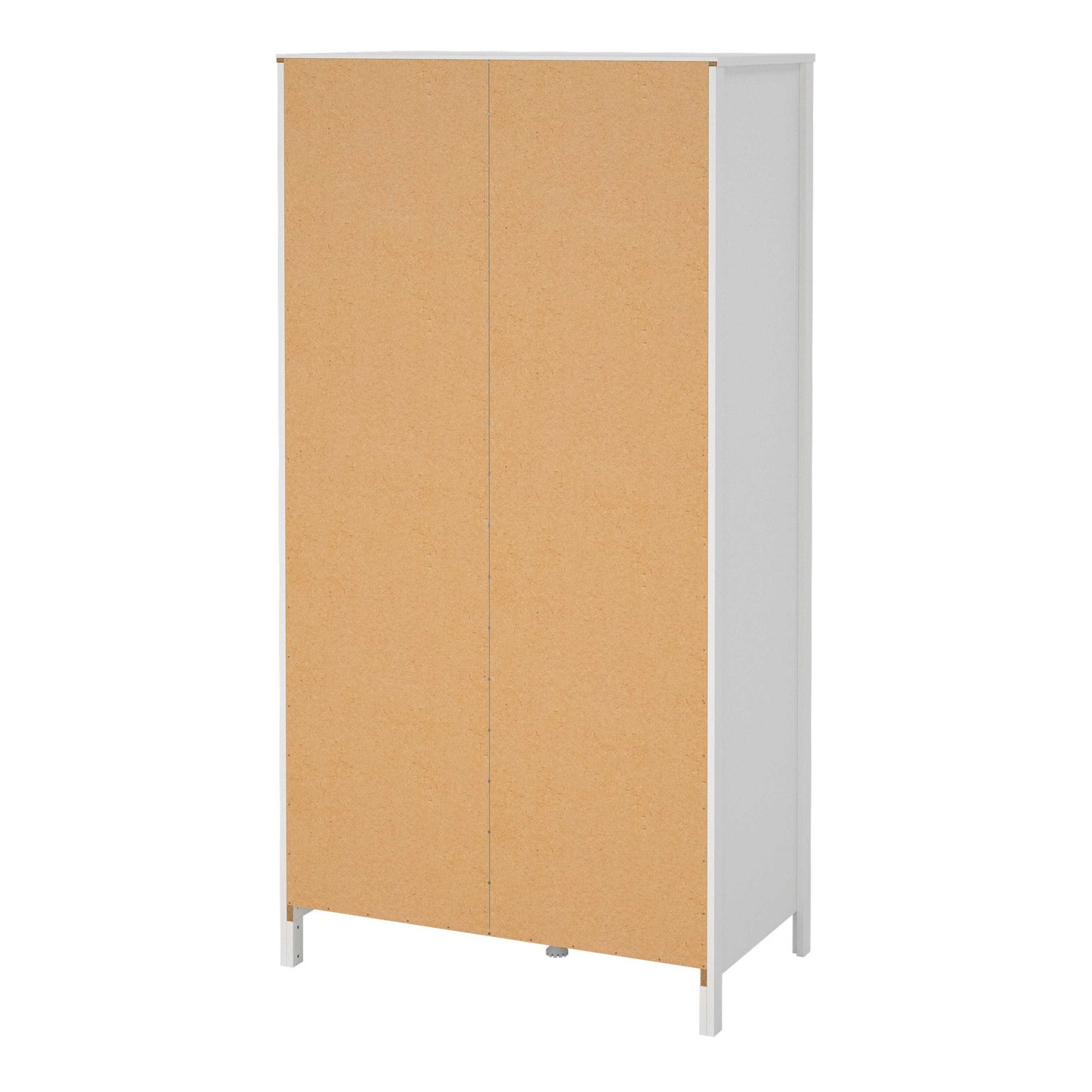 Wildberry Matt White Wooden Mirror Wardrobe 2 Doors 2 Drawers Leather Handles