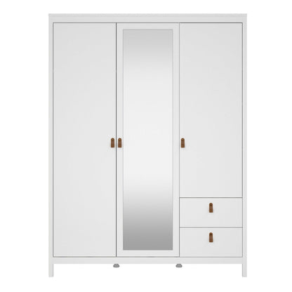 Wildberry White 2 Doors Mirrored Wardrobe 2 Drawers