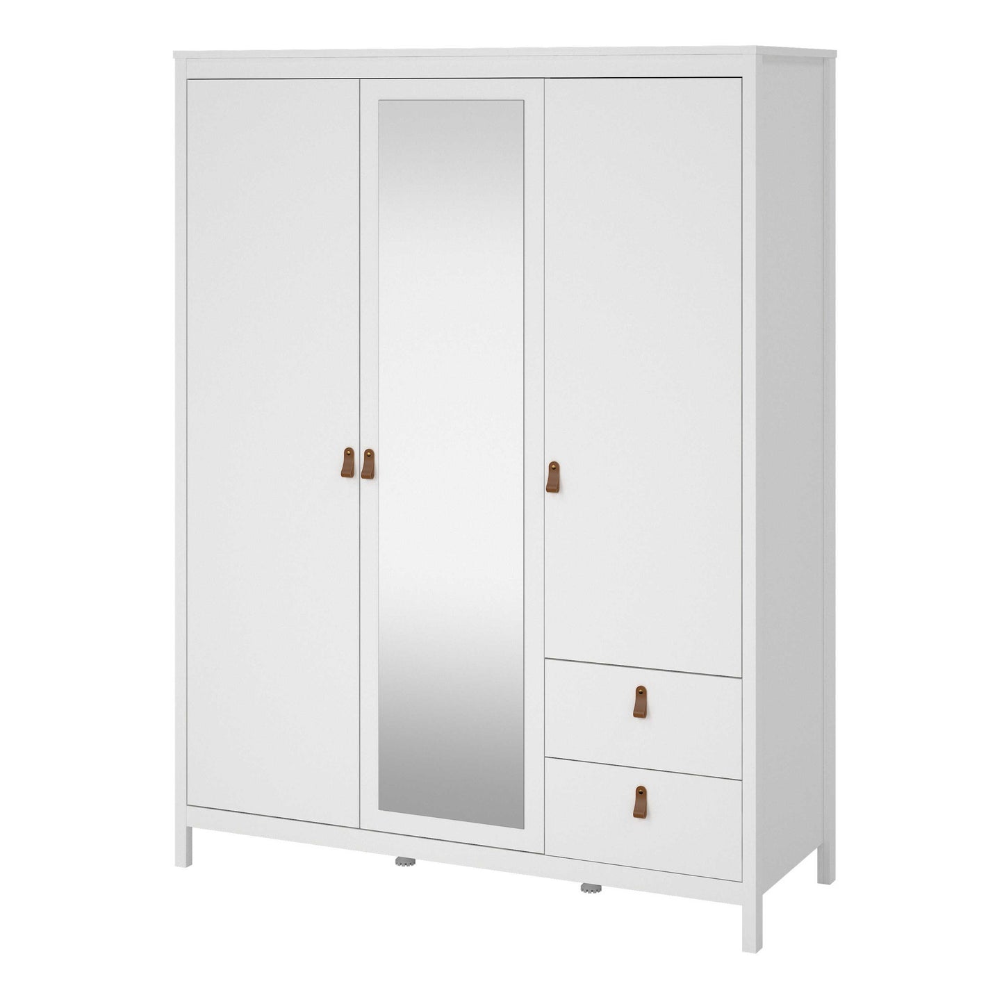 Wildberry White 2 Doors Mirrored Wardrobe 2 Drawers