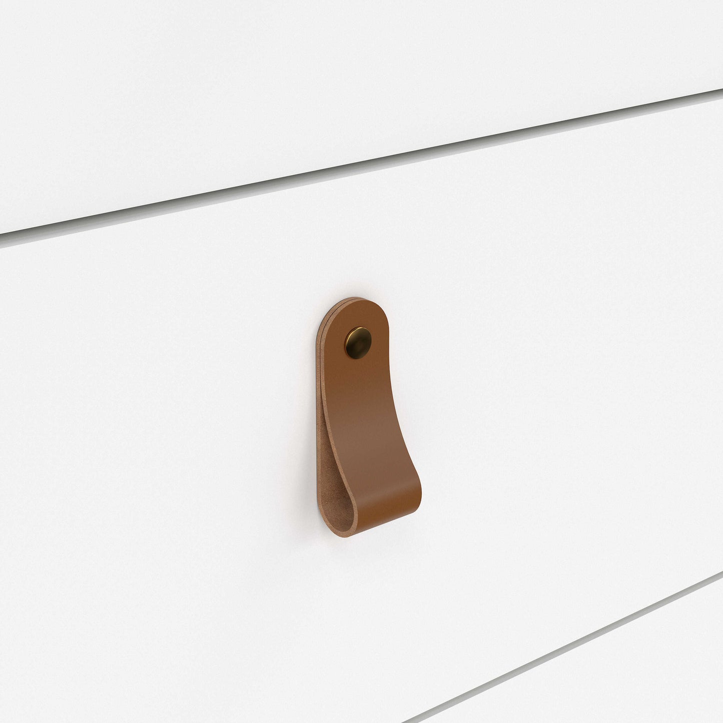 Wildberry Matt White Wooden Chest 5 Drawers Leather Hndles