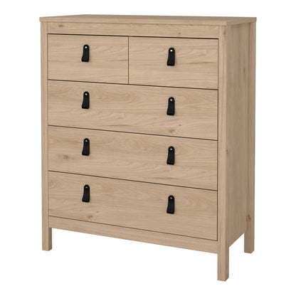 Wildberry Natural Oak Wood Chest 5 Drawers