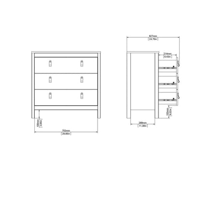 Wildberry Cashmere Wooden Chest 3 Drawers