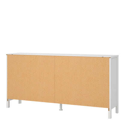Wildberry Matt White Wooden Double Dresser 8 Drawers Leather Handles