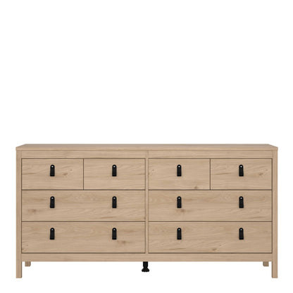 Barcelona Natural Oak Wood Double Dresser 8 Drawers