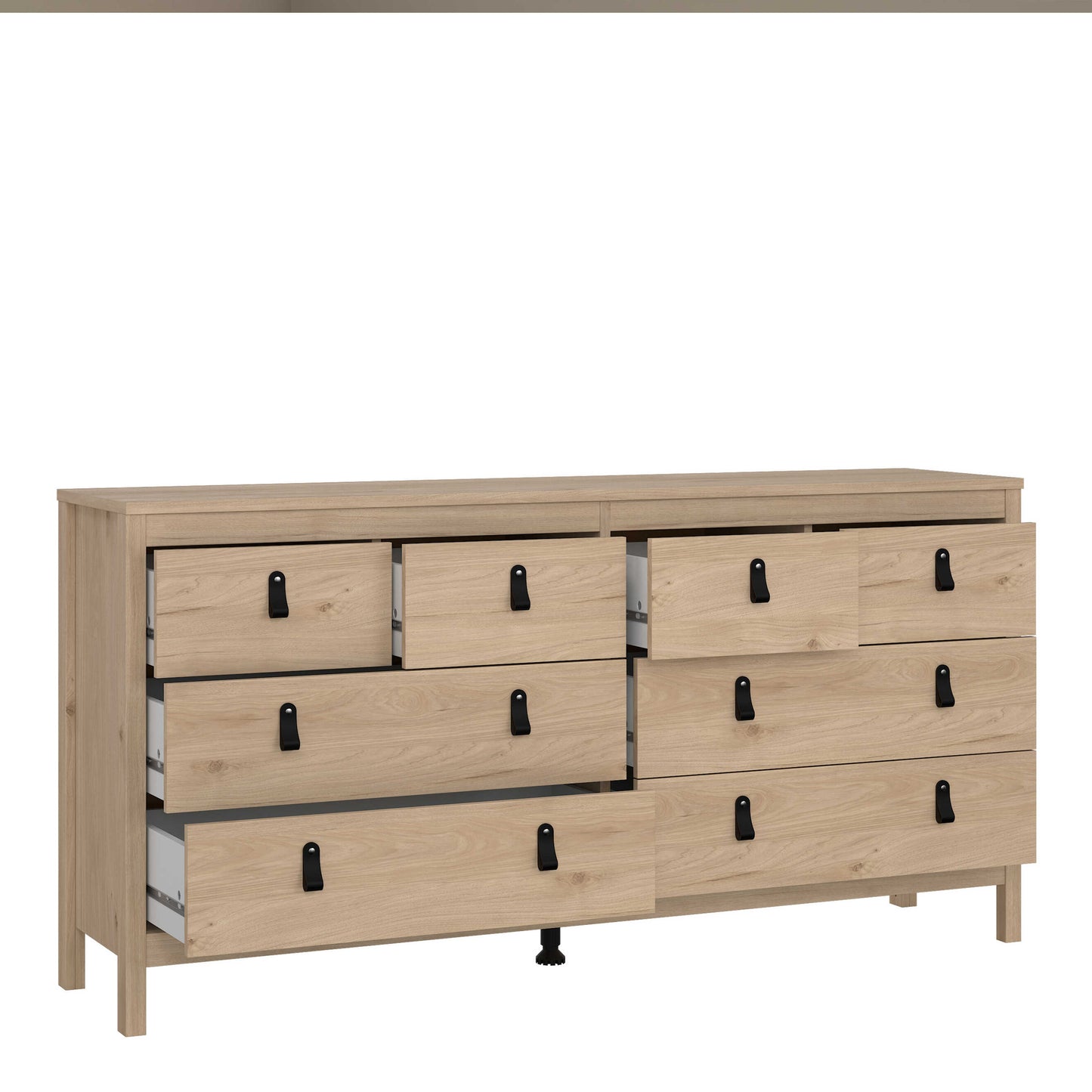 Barcelona Natural Oak Wood Double Dresser 8 Drawers